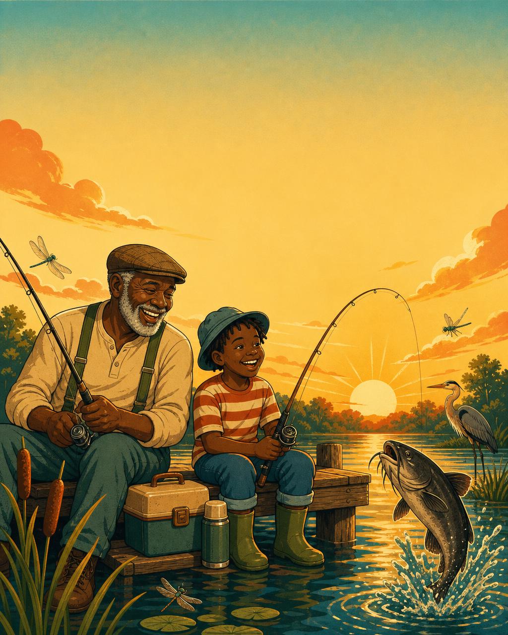 Cover illustration for Fishing with Grandpa