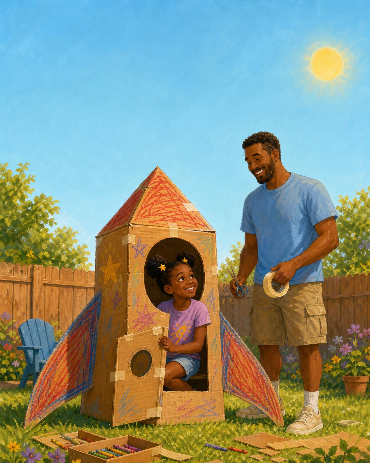 Cover illustration for The Girl Who Built a Rocket